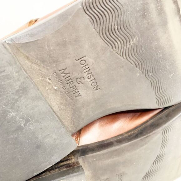 Johnston & Murphy Men's Shoes Oxfords Brown Leather Apron Toe Made in Italy - 10 - Picture 8 of 13